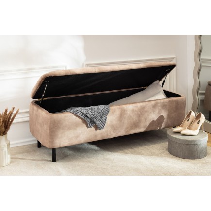 Banc coffre EN VOGUE 120cm velours beige - Rangement 2
