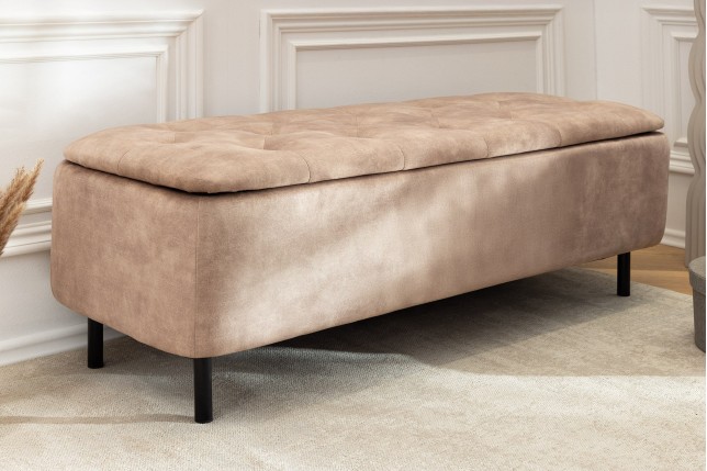 Banc coffre EN VOGUE 120cm velours beige - Rangement
