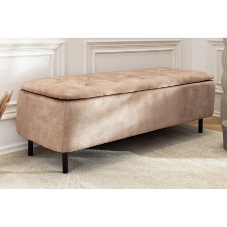 Banc coffre EN VOGUE 120cm velours beige - Rangement