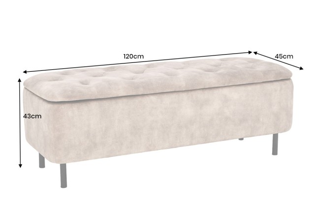 Banc coffre EN VOGUE 120cm velours beige - Rangement