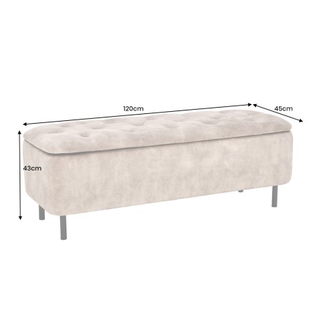 Banc coffre EN VOGUE 120cm velours beige - Rangement