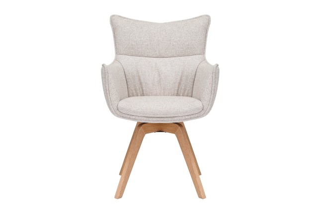 Fauteuil pivotant VOGUE 360° tissu beige chêne naturel
