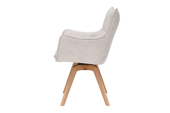 Fauteuil pivotant VOGUE 360° tissu beige chêne naturel