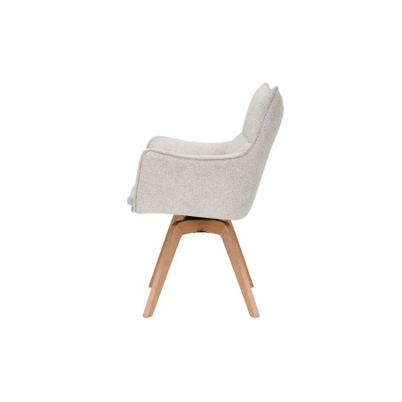 Fauteuil pivotant VOGUE 360° tissu beige chêne naturel