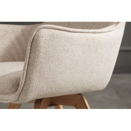 Fauteuil pivotant VOGUE 360° tissu beige chêne naturel