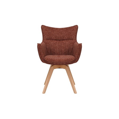 Fauteuil pivotant VOGUE 360° tissu brun rouille pieds chêne