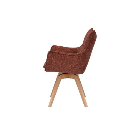 Fauteuil pivotant VOGUE 360° tissu brun rouille pieds chêne