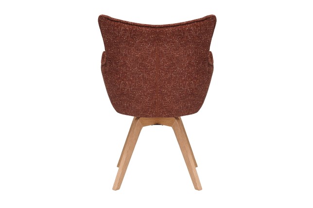 Fauteuil pivotant VOGUE 360° tissu brun rouille pieds chêne