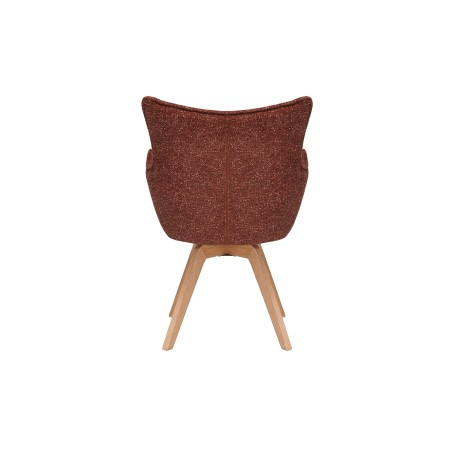 Fauteuil pivotant VOGUE 360° tissu brun rouille pieds chêne