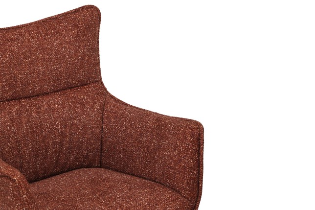 Fauteuil pivotant VOGUE 360° tissu brun rouille pieds chêne