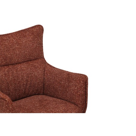 Fauteuil pivotant VOGUE 360° tissu brun rouille pieds chêne