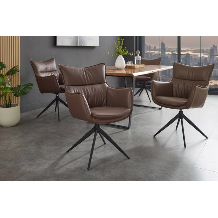 Fauteuil pivotant VOGUE 360° simili cuir marron