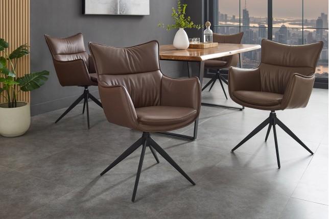 Fauteuil pivotant VOGUE 360° simili cuir marron