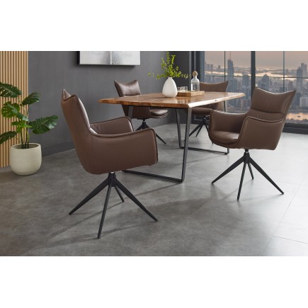 Fauteuil pivotant VOGUE 360° simili cuir marron 2