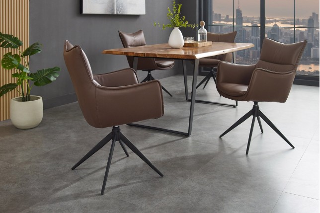 Fauteuil pivotant VOGUE 360° simili cuir marron