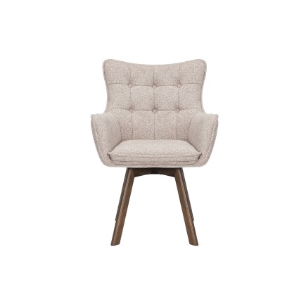 Fauteuil pivotant THOR 360° tissu beige, pieds chêne 2
