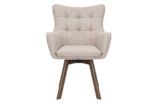 Fauteuil pivotant THOR 360° tissu beige, pieds chêne