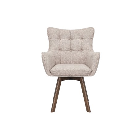Fauteuil pivotant THOR 360° tissu beige, pieds chêne