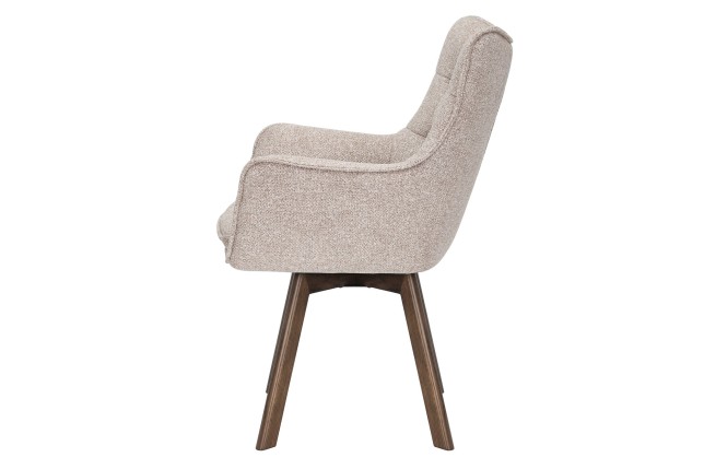 Fauteuil pivotant THOR 360° tissu beige, pieds chêne