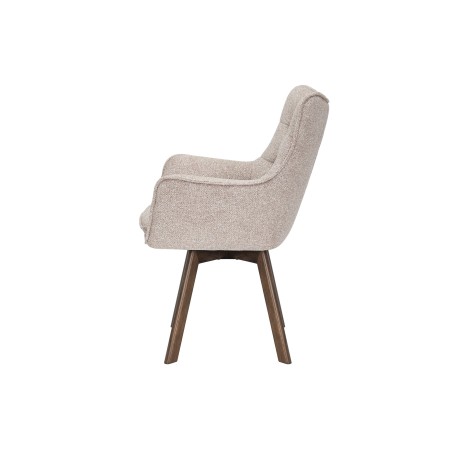 Fauteuil pivotant THOR 360° tissu beige, pieds chêne