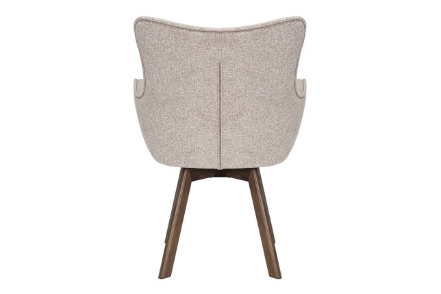 Fauteuil pivotant THOR 360° tissu beige, pieds chêne