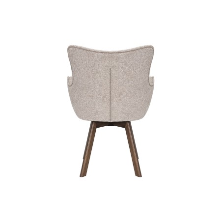 Fauteuil pivotant THOR 360° tissu beige, pieds chêne
