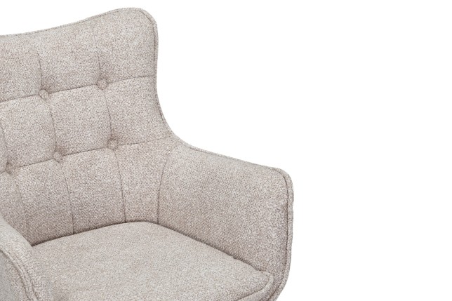 Fauteuil pivotant THOR 360° tissu beige, pieds chêne