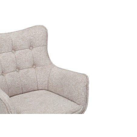 Fauteuil pivotant THOR 360° tissu beige, pieds chêne