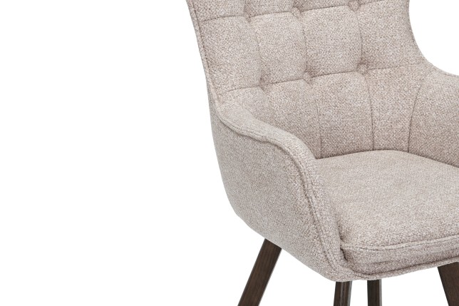 Fauteuil pivotant THOR 360° tissu beige, pieds chêne