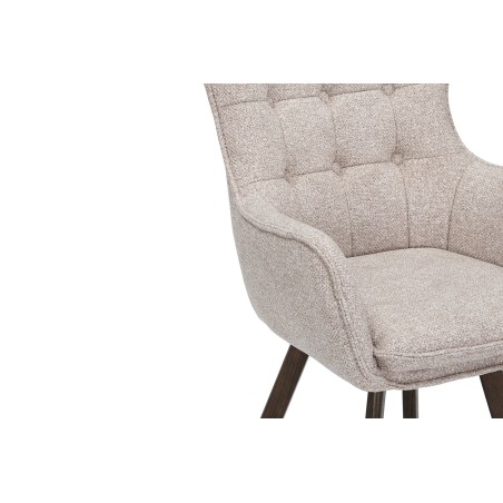 Fauteuil pivotant THOR 360° tissu beige, pieds chêne