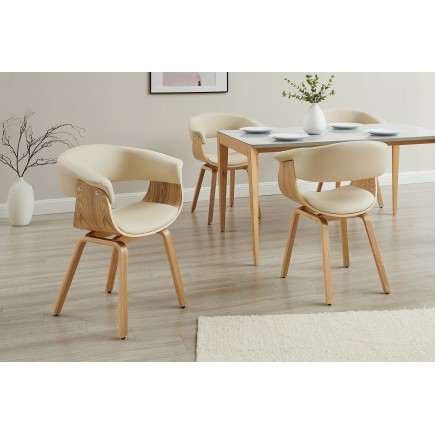 Chaise ORGANIC accoudoirs, bois plaqué chêne, beige crème 2