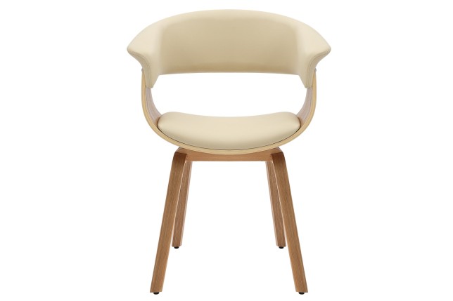 Chaise ORGANIC accoudoirs, bois plaqué chêne, beige crème