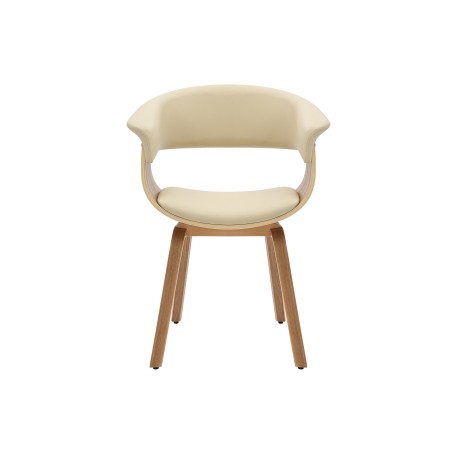 Chaise ORGANIC accoudoirs, bois plaqué chêne, beige crème