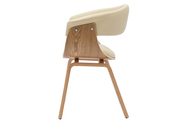 Chaise ORGANIC accoudoirs, bois plaqué chêne, beige crème