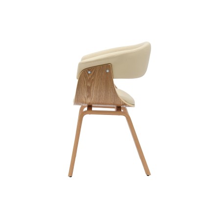Chaise ORGANIC accoudoirs, bois plaqué chêne, beige crème