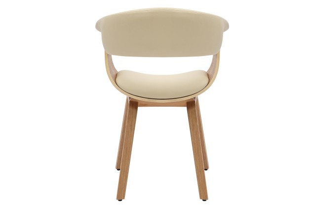 Chaise ORGANIC accoudoirs, bois plaqué chêne, beige crème