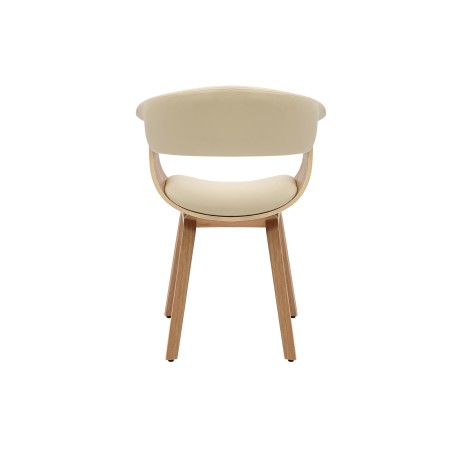 Chaise ORGANIC accoudoirs, bois plaqué chêne, beige crème