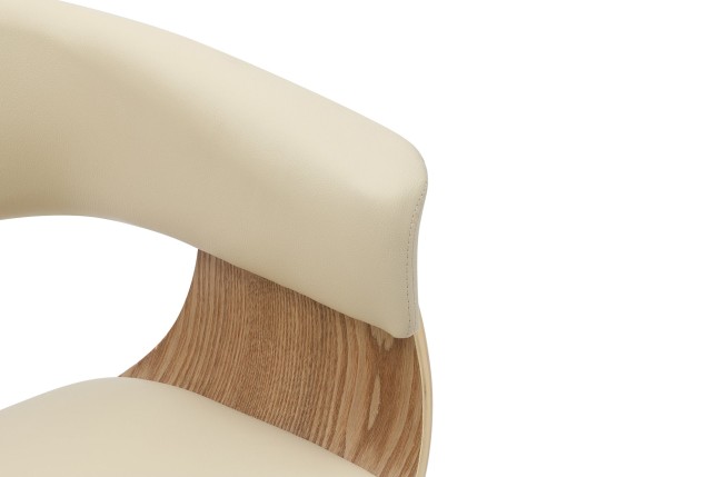 Chaise ORGANIC accoudoirs, bois plaqué chêne, beige crème