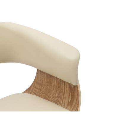 Chaise ORGANIC accoudoirs, bois plaqué chêne, beige crème