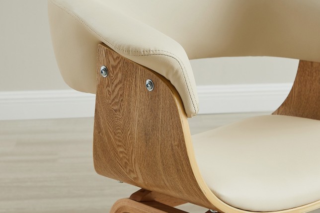 Chaise ORGANIC accoudoirs, bois plaqué chêne, beige crème