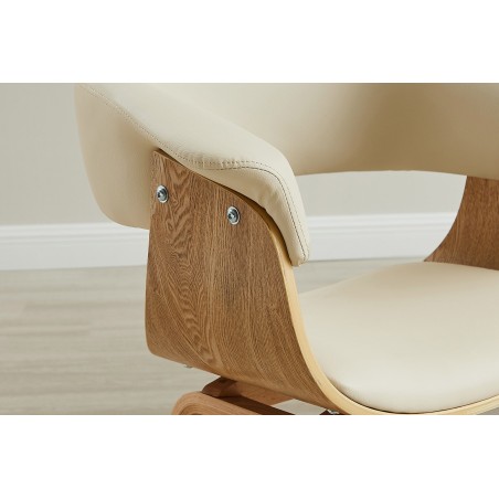 Chaise ORGANIC accoudoirs, bois plaqué chêne, beige crème