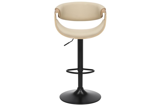 Tabouret de bar ORGANIC pivotant beige et effet chêne