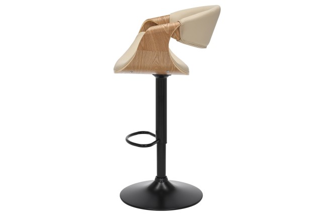 Tabouret de bar ORGANIC pivotant beige et effet chêne