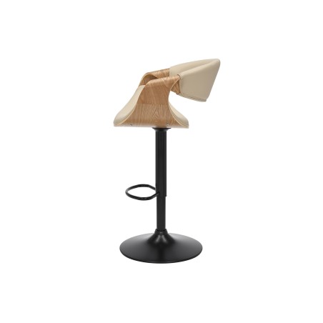 Tabouret de bar ORGANIC pivotant beige et effet chêne