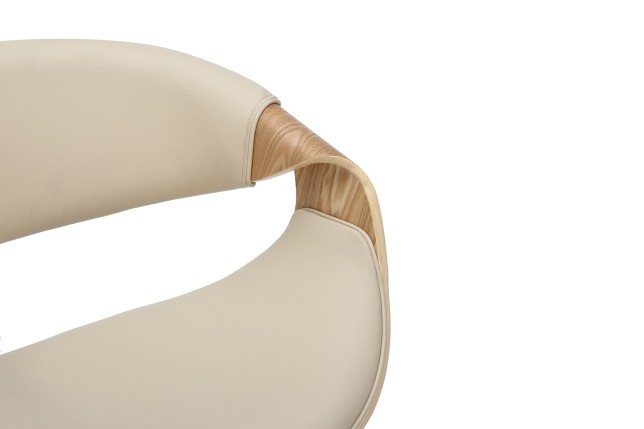 Tabouret de bar ORGANIC pivotant beige et effet chêne