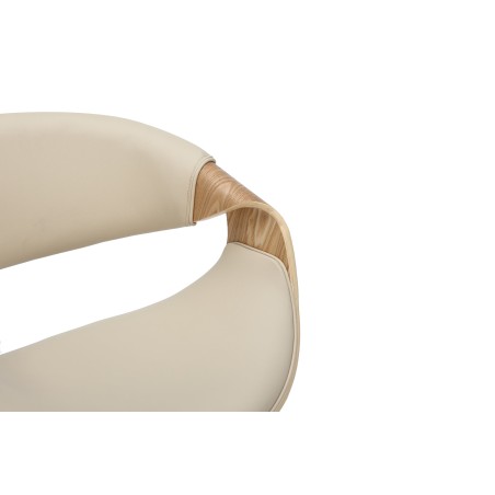Tabouret de bar ORGANIC pivotant beige et effet chêne