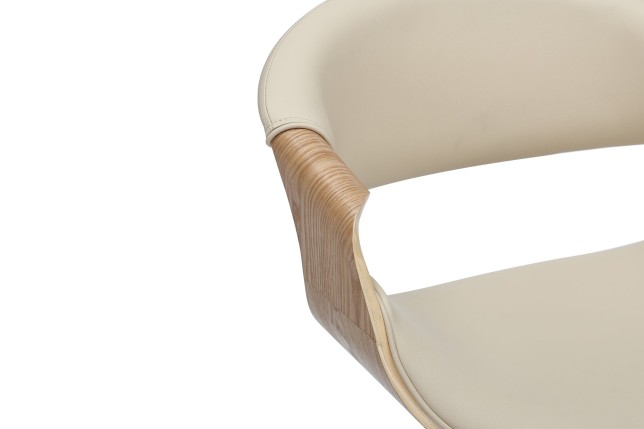 Tabouret de bar ORGANIC pivotant beige et effet chêne