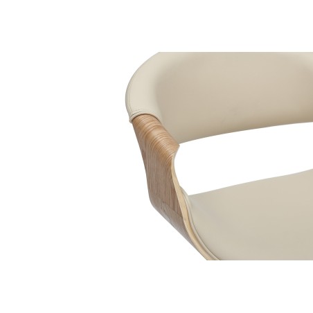 Tabouret de bar ORGANIC pivotant beige et effet chêne