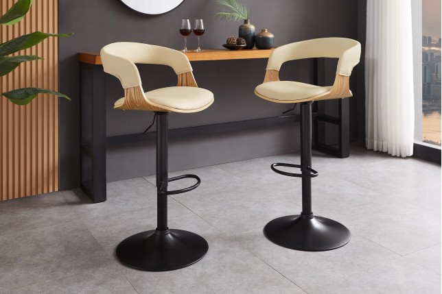 Tabouret de Bar MANHATTAN Pivotant Beige Réglable
