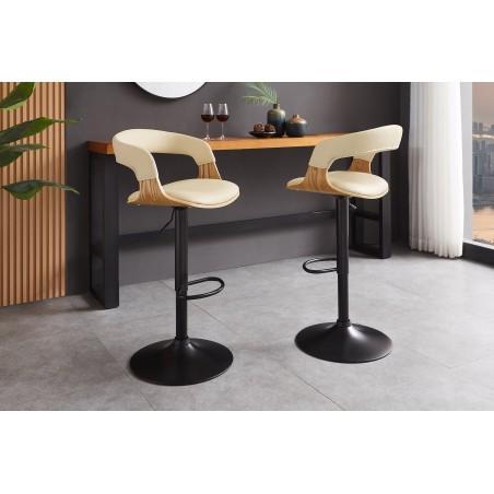 Tabouret de Bar MANHATTAN Pivotant Beige Réglable